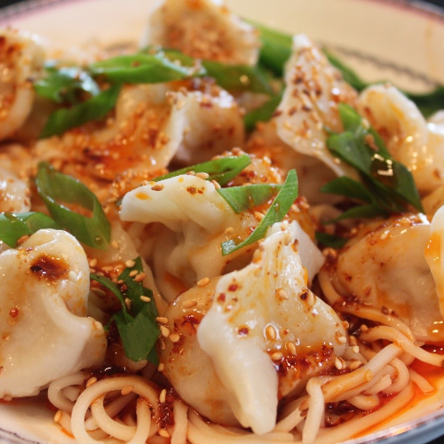 Steamed Pork & Prawn Dumplings with Noodles